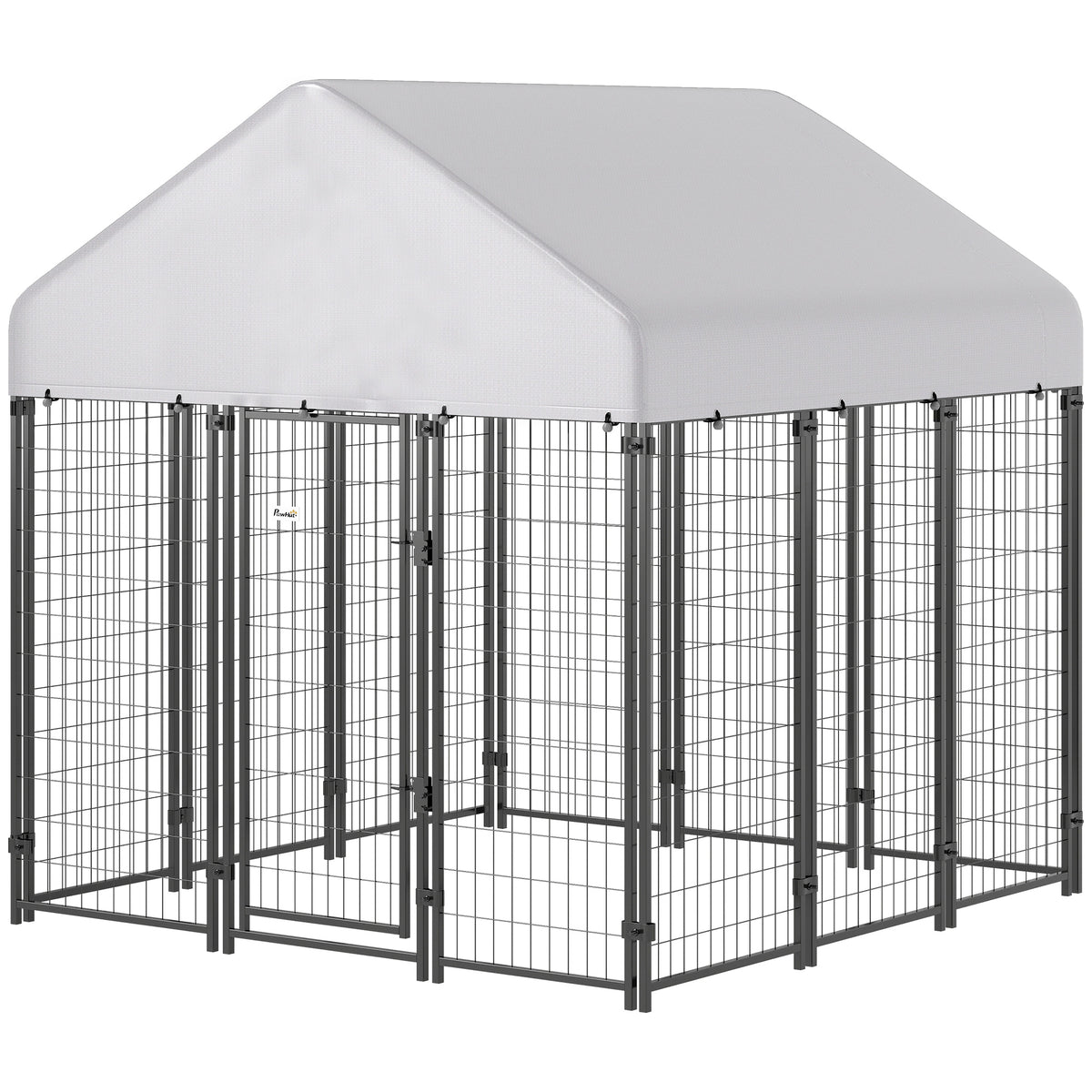 Steel Outdoor Dog Kennel with Waterproof Cover, 6' x 6' x 6'-Dog Supplies-DECOROLALA