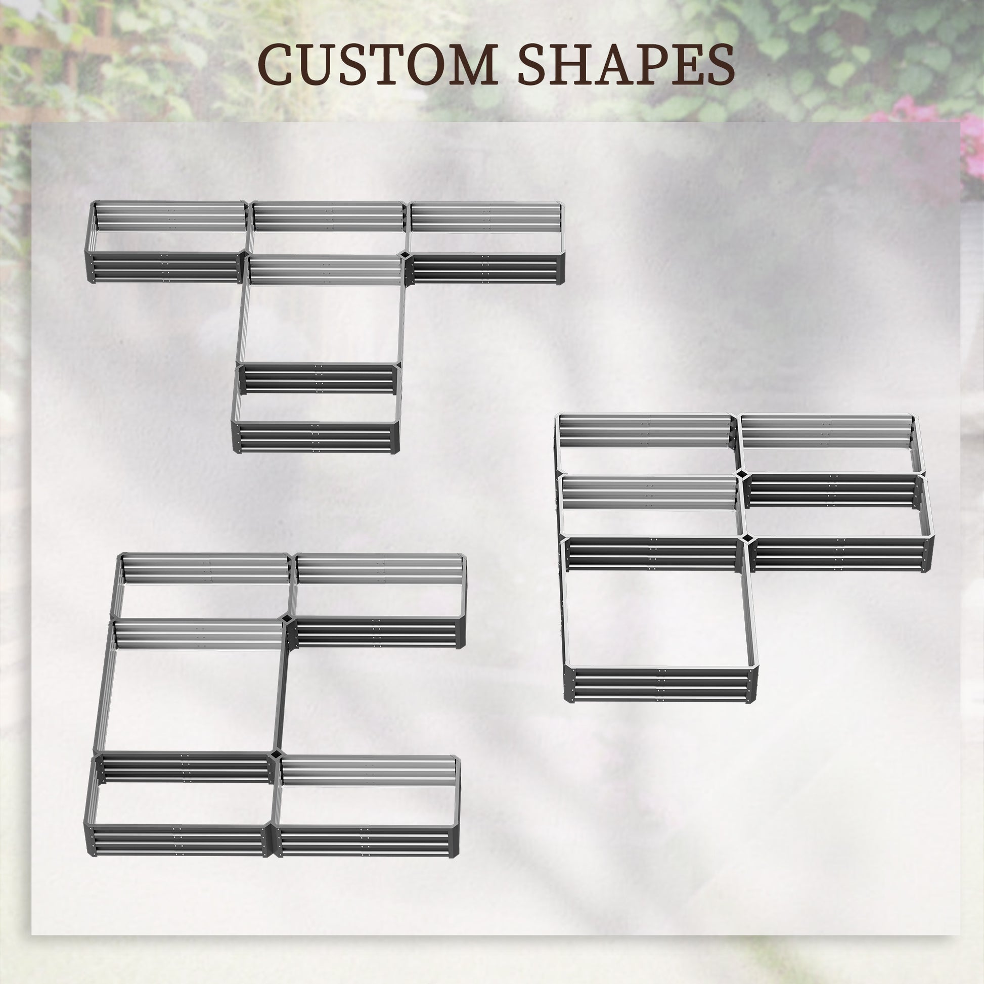 Steel Raised Garden Bed - Set of 5 Grey Planter Boxes-DECOROLALA