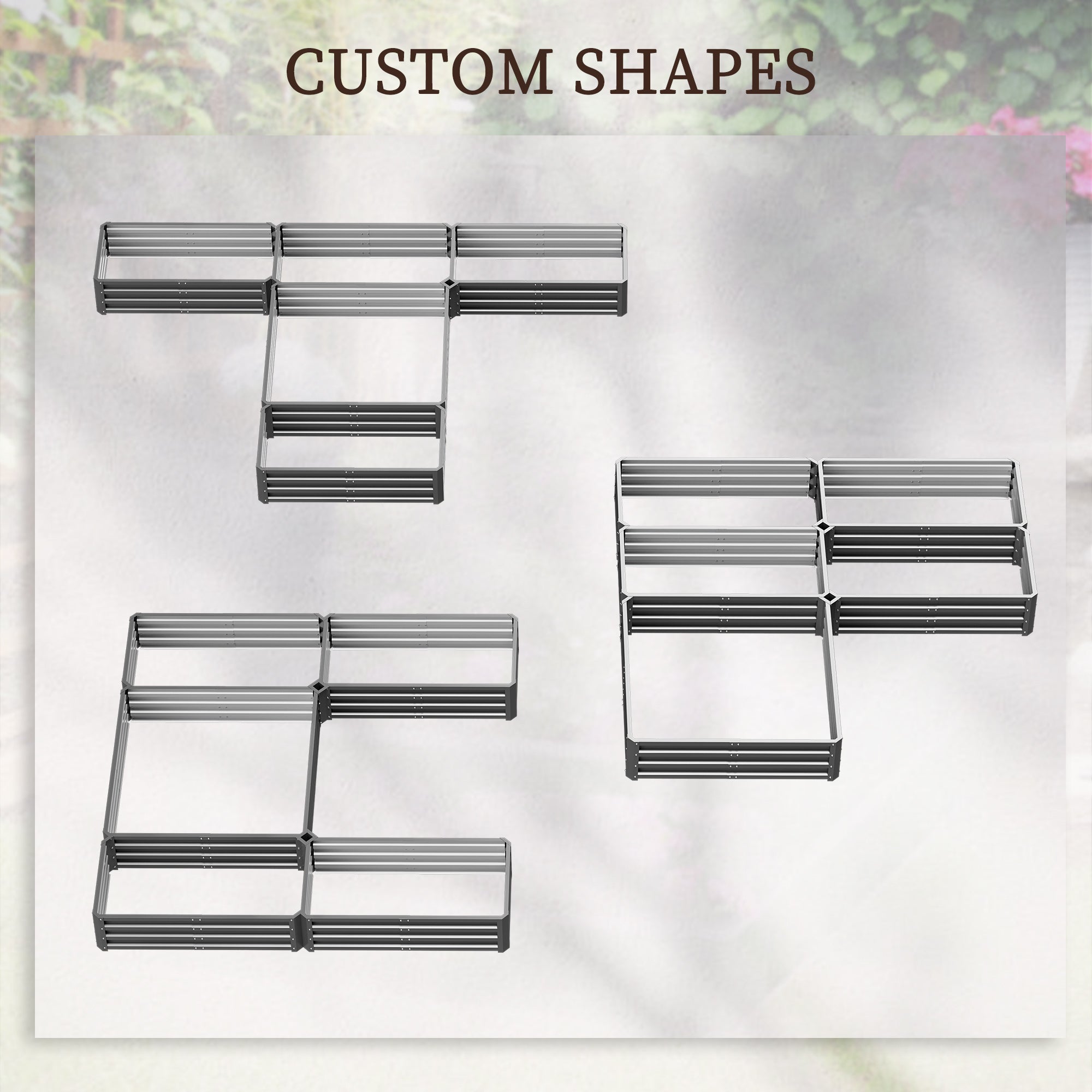 Steel Raised Garden Bed - Set of 5 Grey Planter Boxes-DECOROLALA