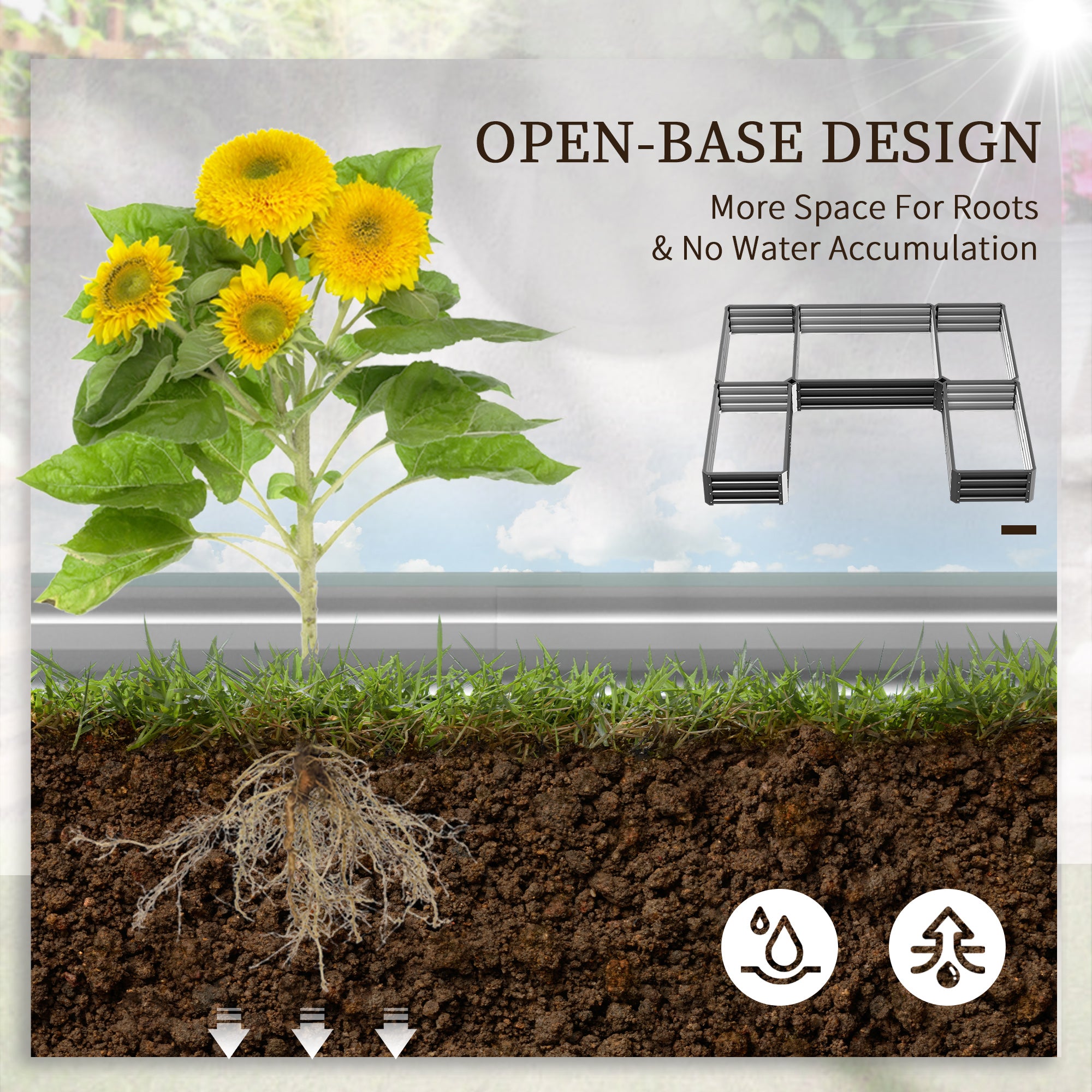 Steel Raised Garden Bed - Set of 5 Grey Planter Boxes-DECOROLALA
