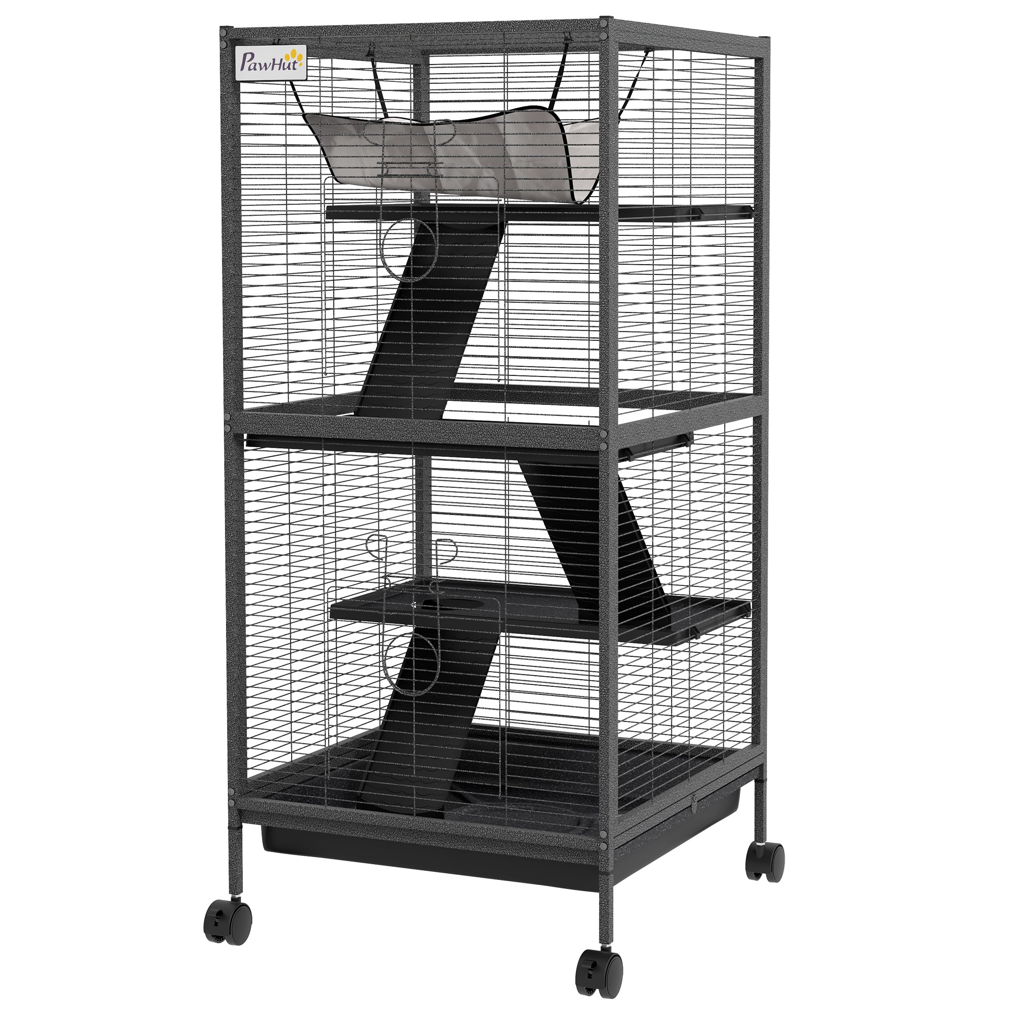 Steel Small Animal Cage for Ferret, Chinchilla, Kitten and Rabbit, Black-Small Animals-DECOROLALA