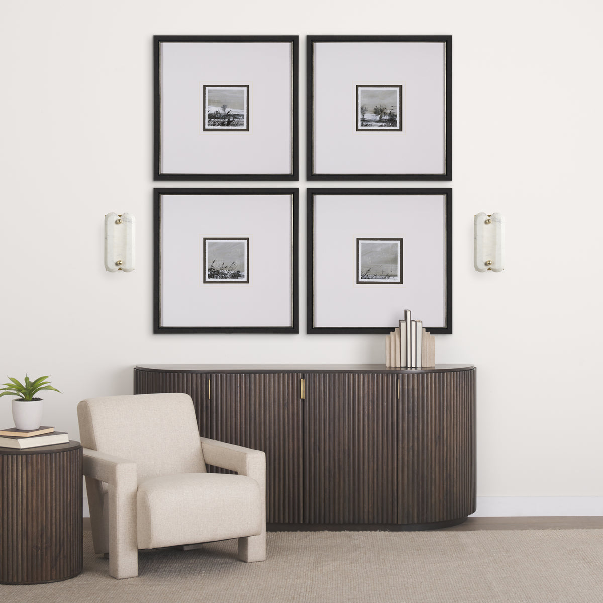 Stein Gold Wall Sconce with White Marble Shade-Wall Sconces-DECOROLALA