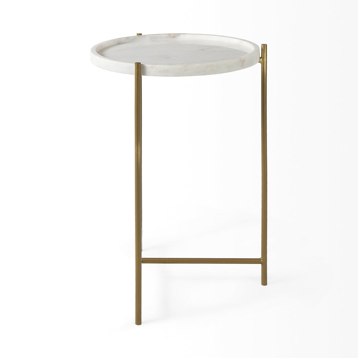 Stella 17L x 17W Round Marble Top W/Black Base Accent Table-Accent Tables-DECOROLALA