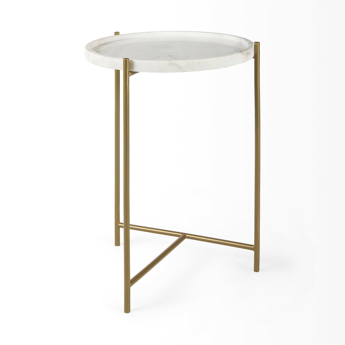 Stella 17L x 17W Round Marble Top W/Black Base Accent Table-Accent Tables-DECOROLALA