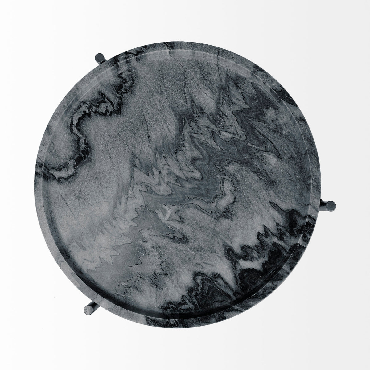 Stella 17L x 17W Round Marble Top W/Black Base Accent Table-Accent Tables-DECOROLALA
