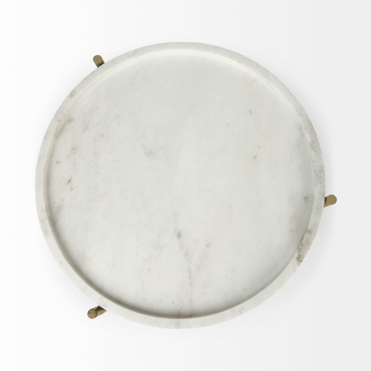 Stella 17L x 17W Round Marble Top W/Black Base Accent Table-Accent Tables-DECOROLALA