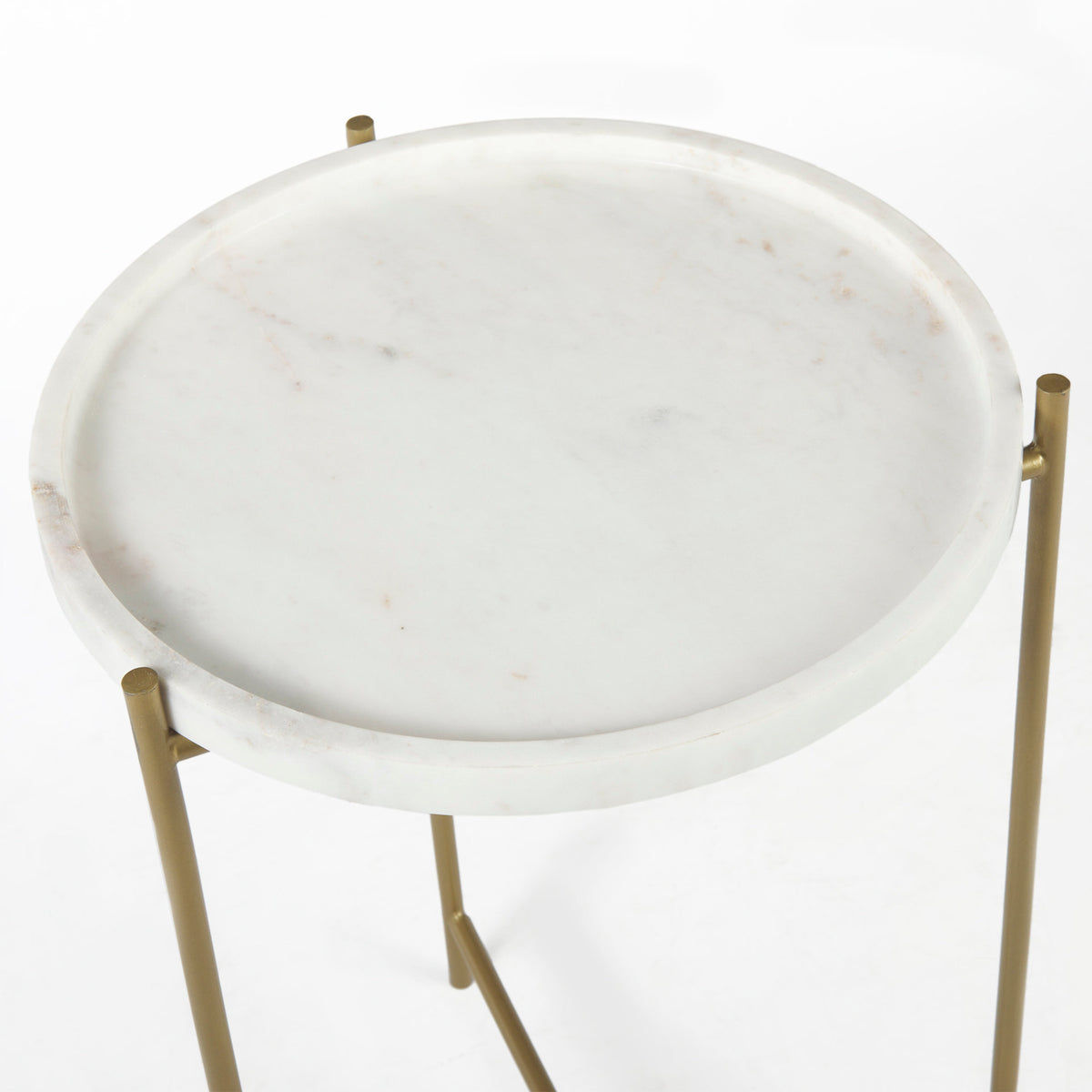 Stella 17L x 17W Round Marble Top W/Black Base Accent Table-Accent Tables-DECOROLALA