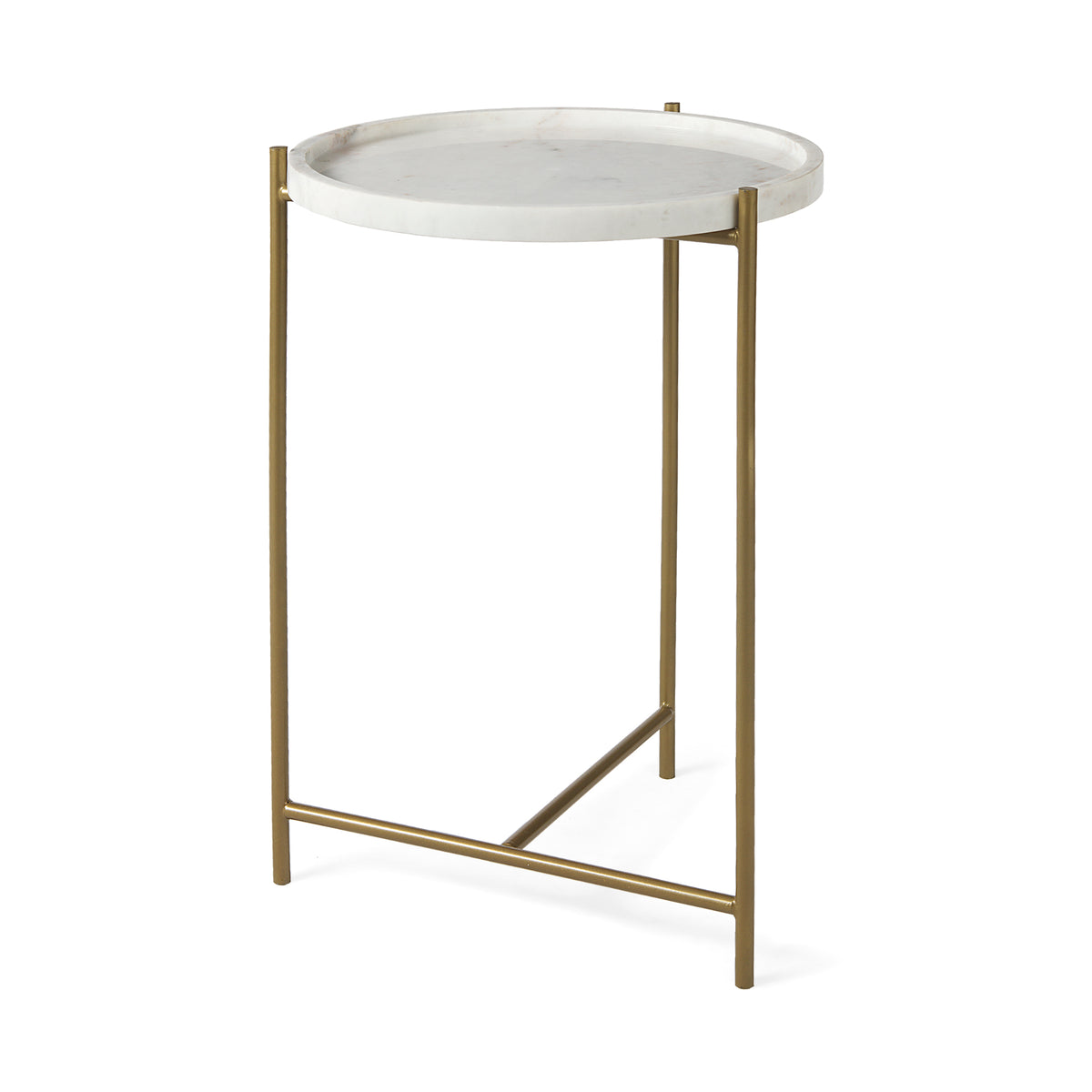 Stella 17L x 17W Round Marble Top W/Black Base Accent Table-Accent Tables-DECOROLALA