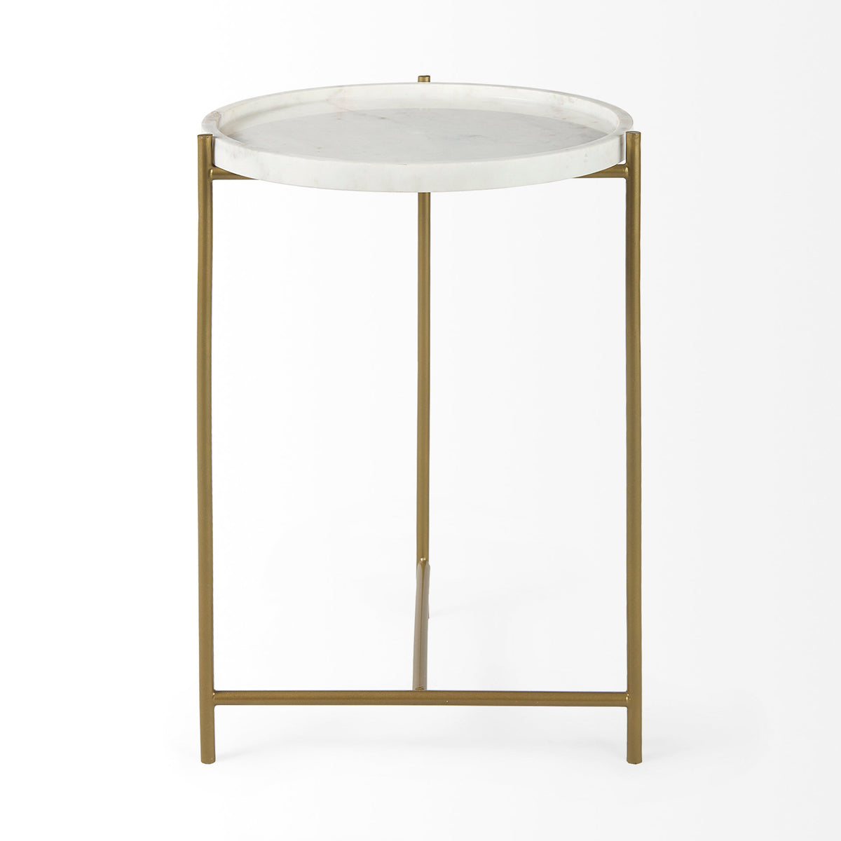 Stella 17L x 17W Round Marble Top W/Black Base Accent Table-Accent Tables-DECOROLALA