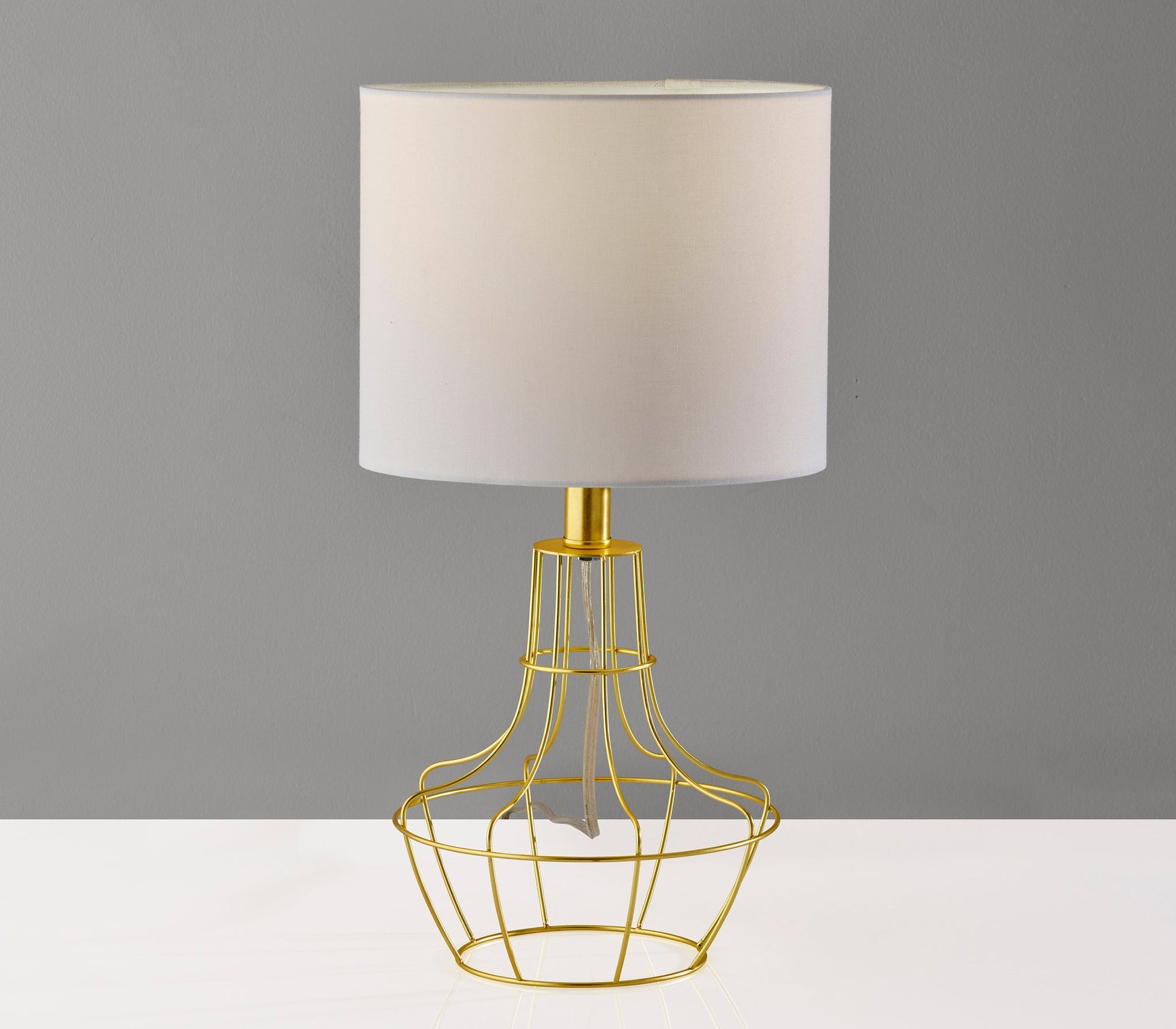 Stella Table Lamp 2-Pack - Brass Cage White Shade-Lighting-DECOROLALA