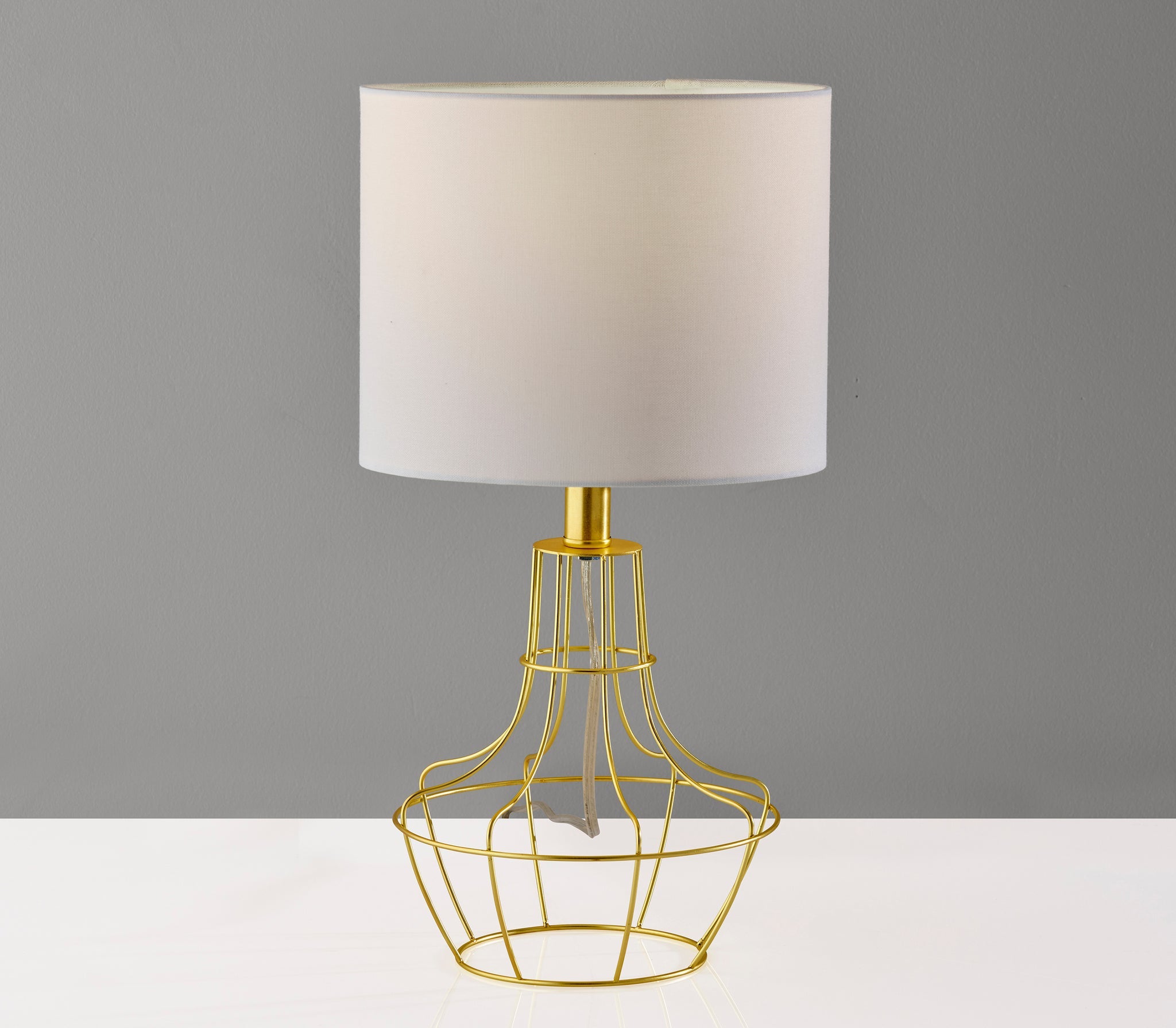 Stella Table Lamp 2-Pack - Brass Cage White Shade-Lighting-DECOROLALA