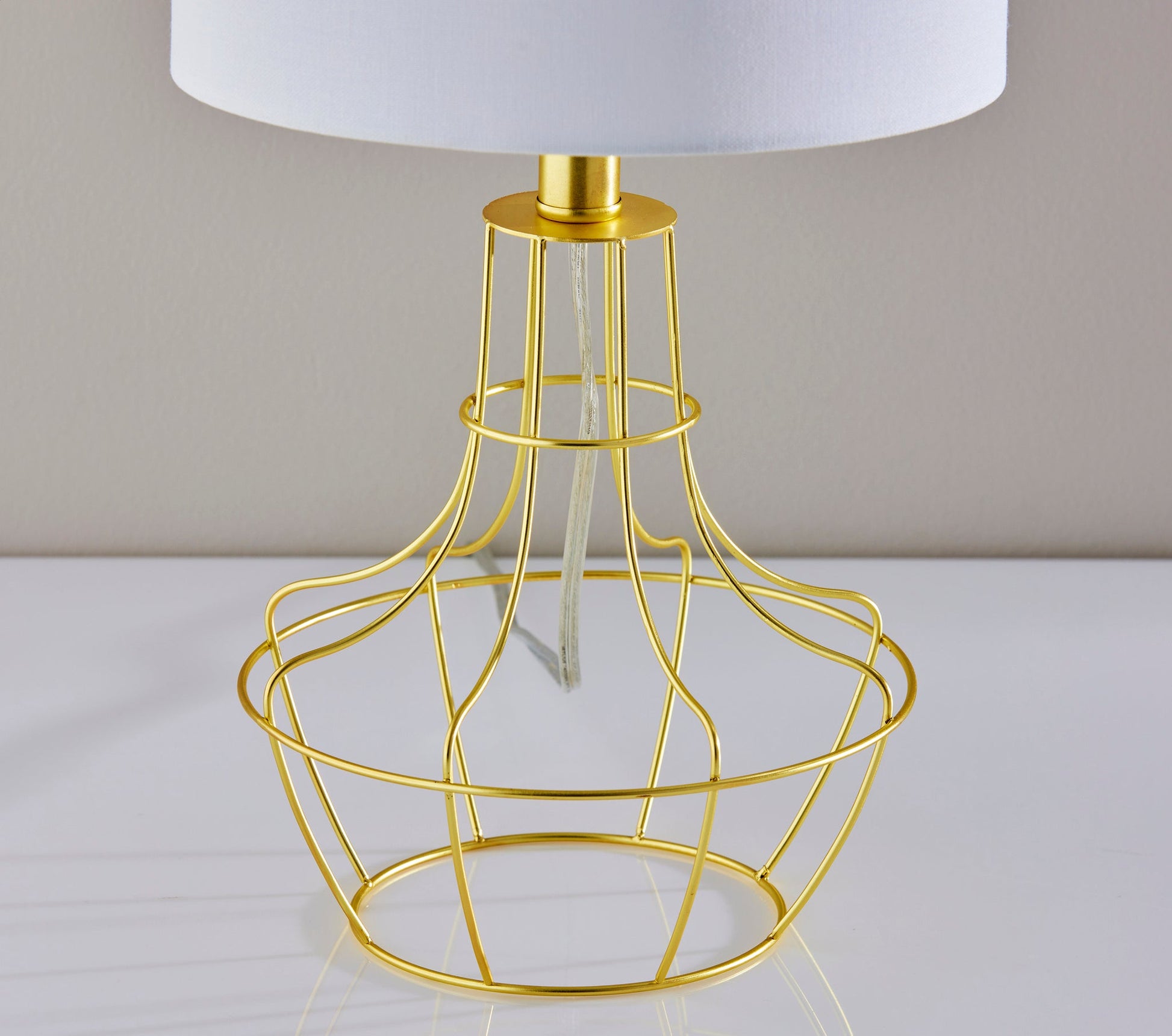 Stella Table Lamp 2-Pack - Brass Cage White Shade-Lighting-DECOROLALA