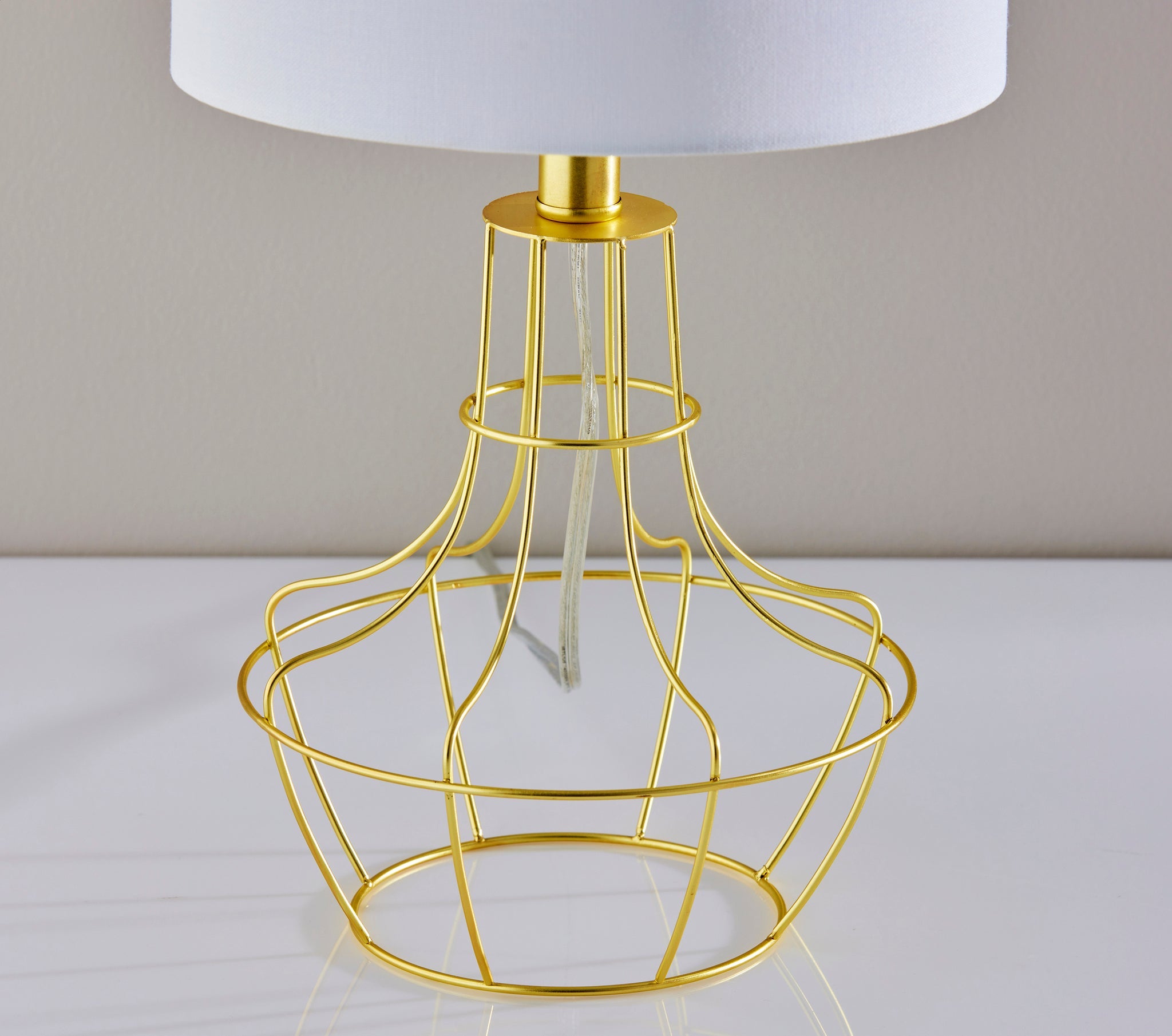 Stella Table Lamp 2-Pack - Brass Cage White Shade-Lighting-DECOROLALA