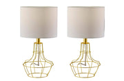 Stella Table Lamp 2-Pack - Brass Cage White Shade-Lighting-DECOROLALA