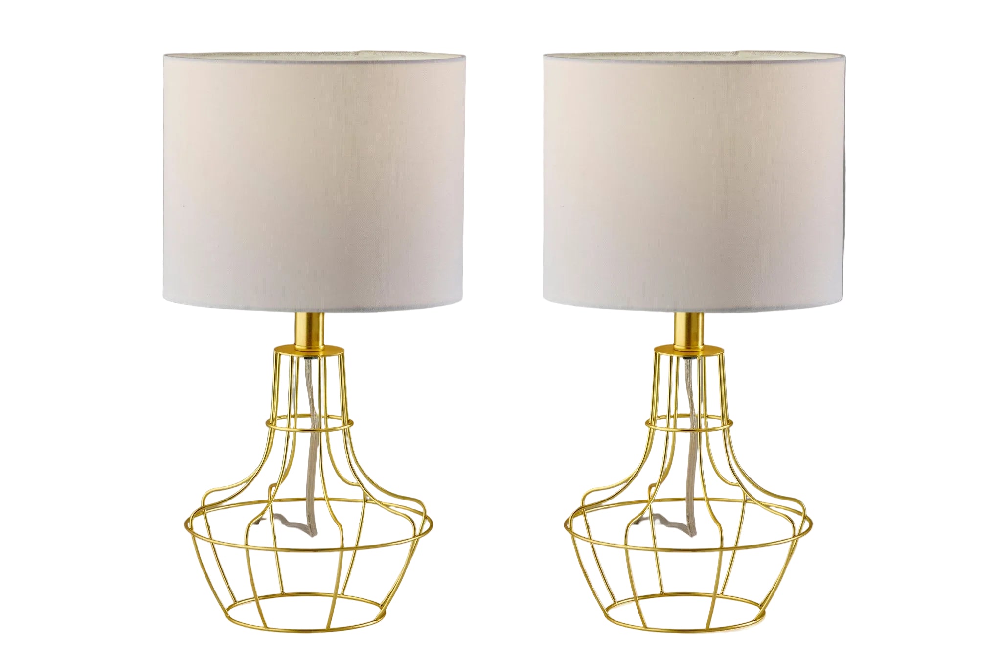 Stella Table Lamp 2-Pack - Brass Cage White Shade-Lighting-DECOROLALA