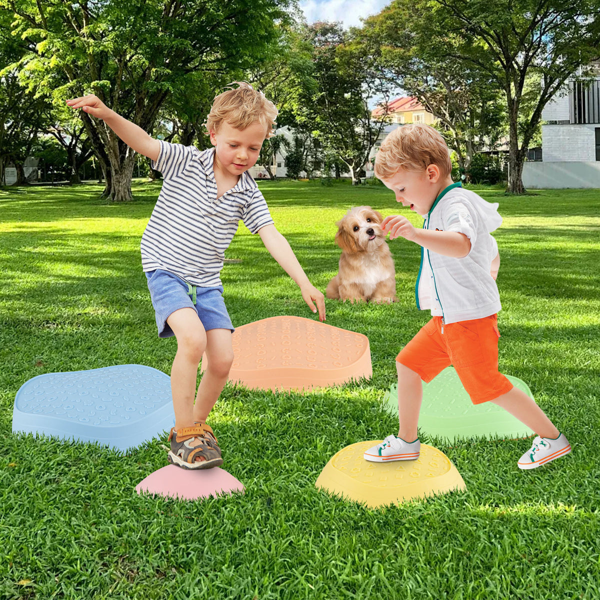 Kids 5 PCS Non-Slip Balance Stepping Stones w/ Bag