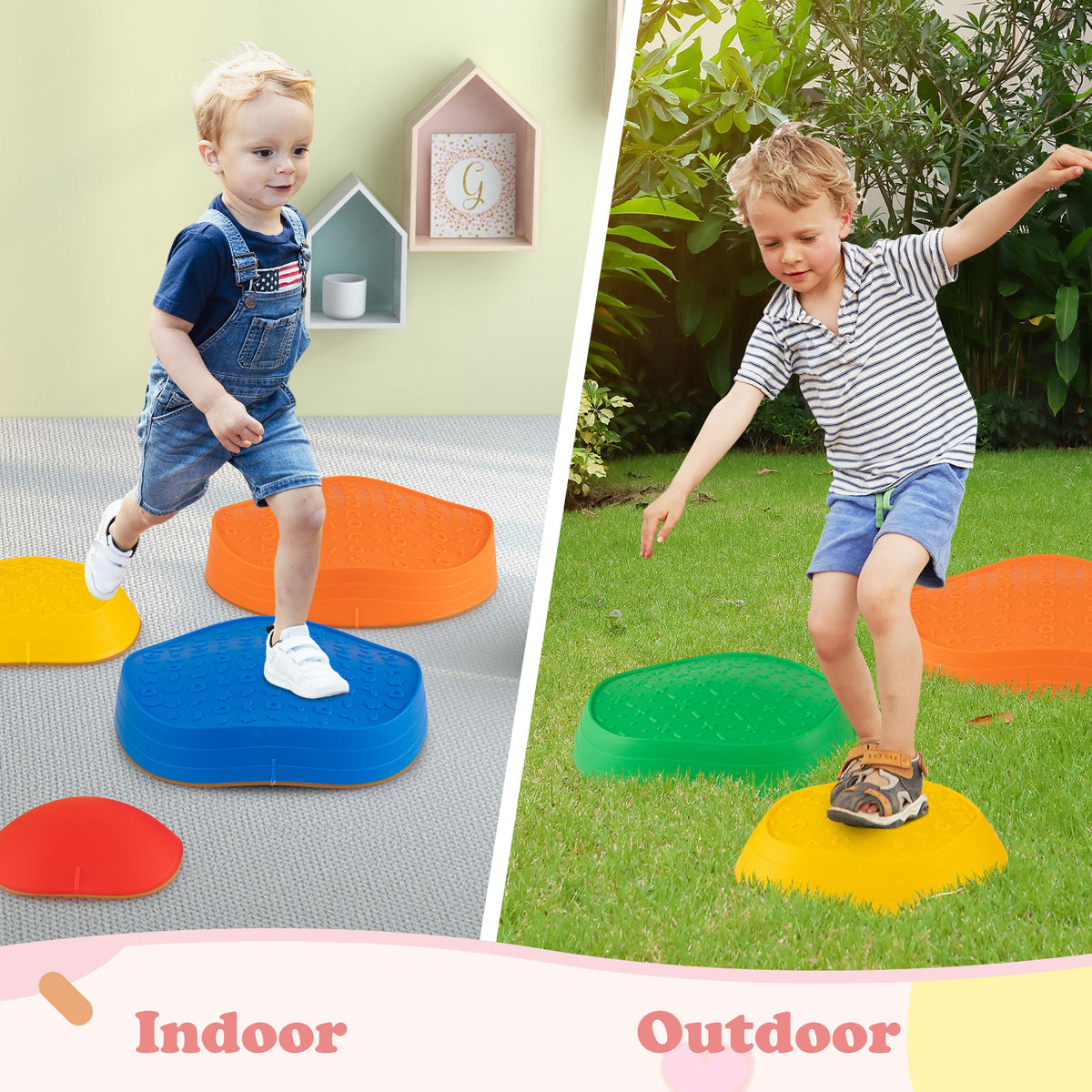 Kids 5 PCS Non-Slip Balance Stepping Stones w/ Bag