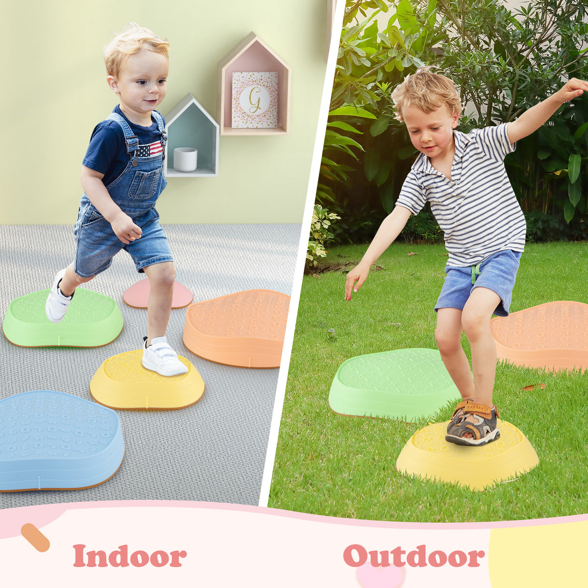 Kids 5 PCS Non-Slip Balance Stepping Stones w/ Bag
