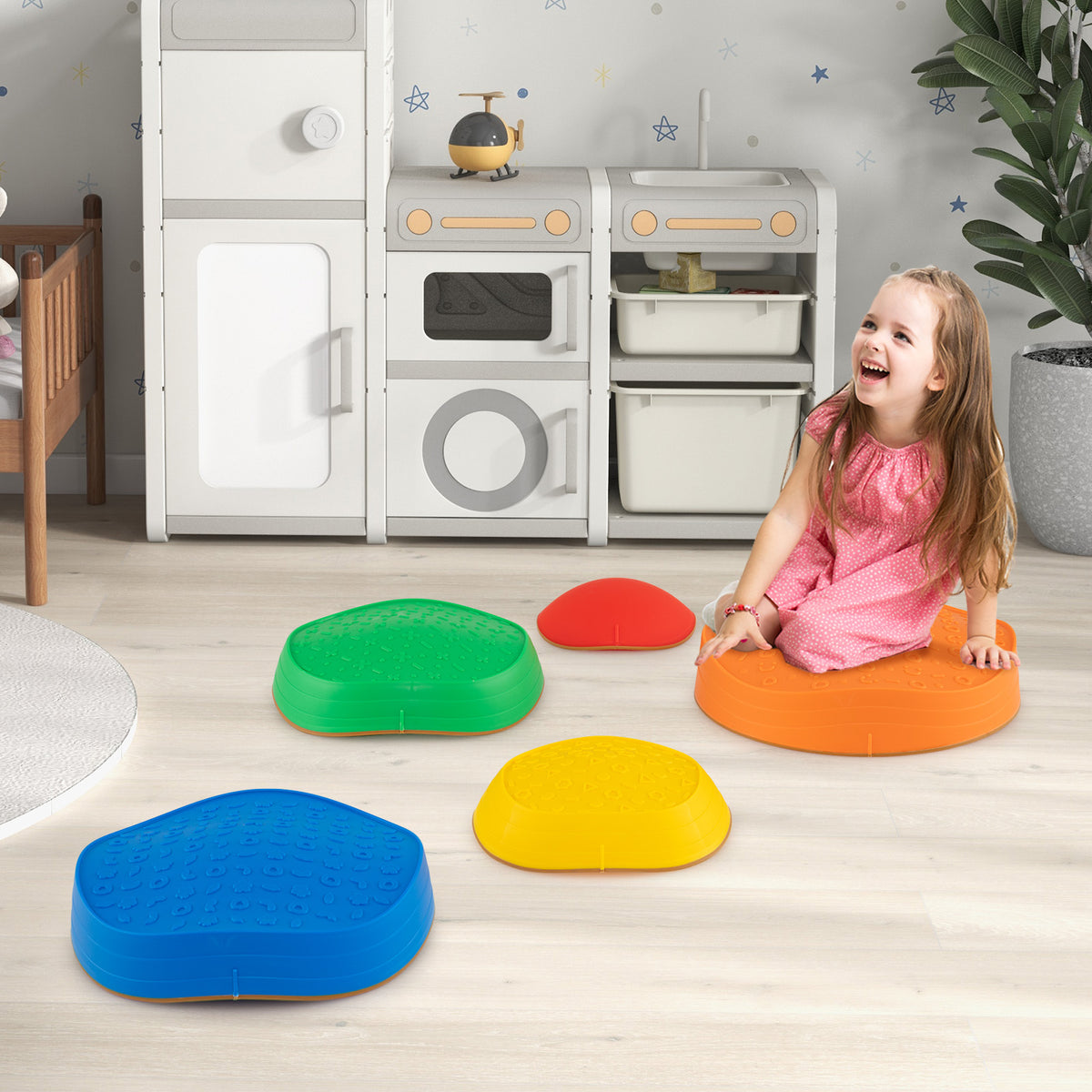 Kids 5 PCS Non-Slip Balance Stepping Stones w/ Bag