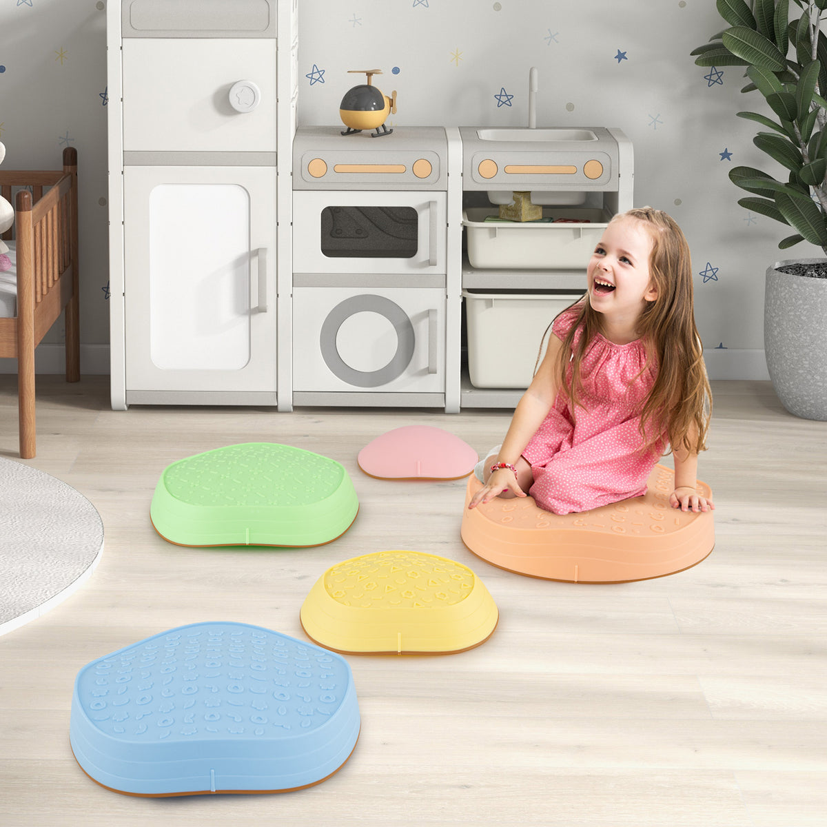 Kids 5 PCS Non-Slip Balance Stepping Stones w/ Bag