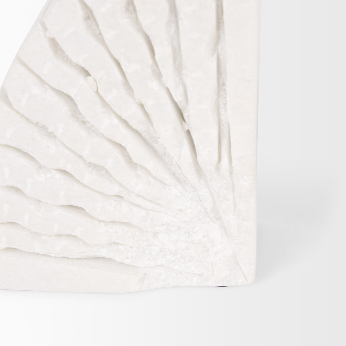 Stept White Marble Bookends w/rough carving (set of 2)-Bookends-DECOROLALA