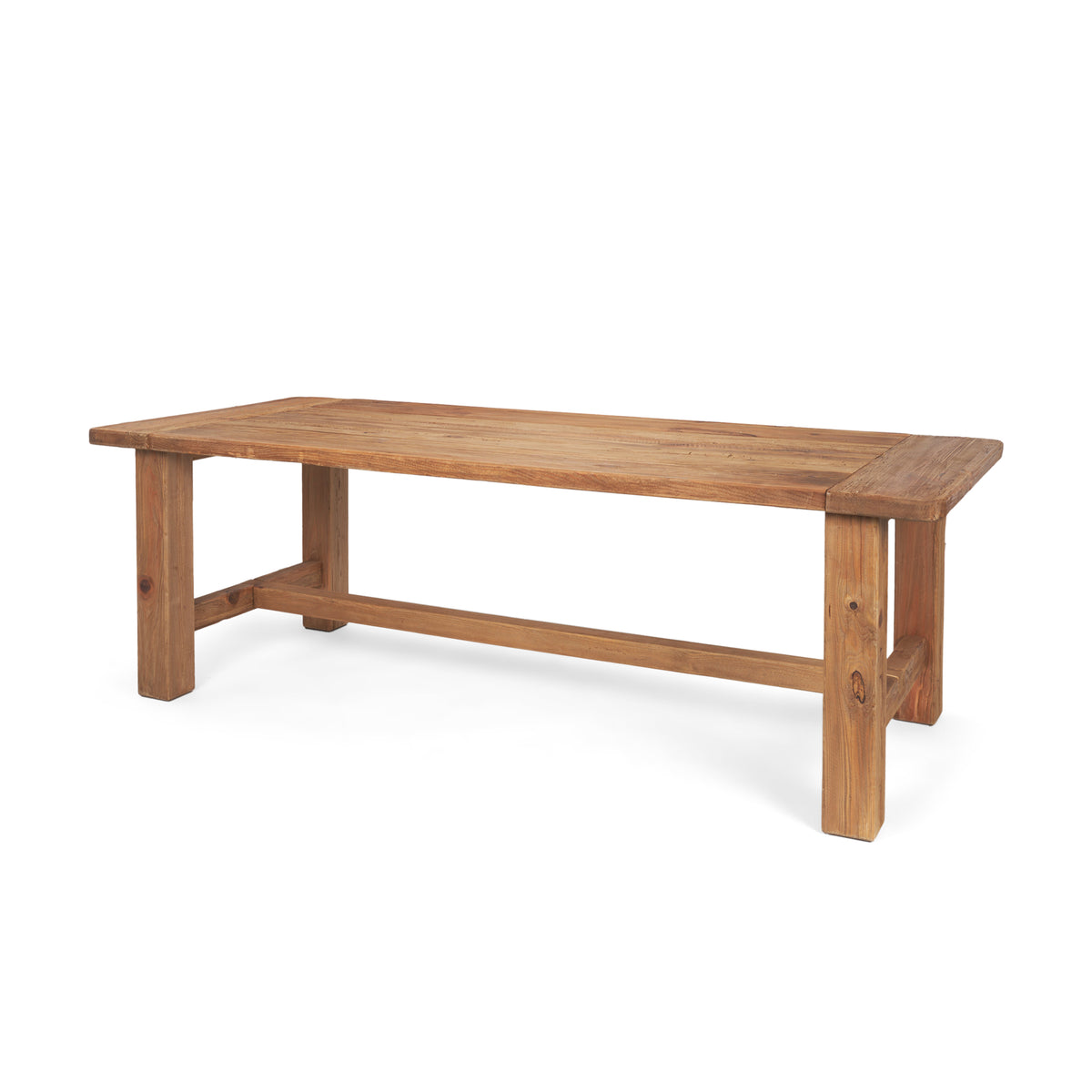 Stetson 94.5"L x 39"W Rectangular Trestle Dining Table | Natural Brown Wood | Seats 8-Dining Tables-DECOROLALA