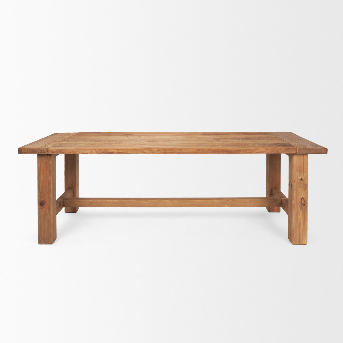 Stetson 94.5"L x 39"W Rectangular Trestle Dining Table | Natural Brown Wood | Seats 8-Dining Tables-DECOROLALA