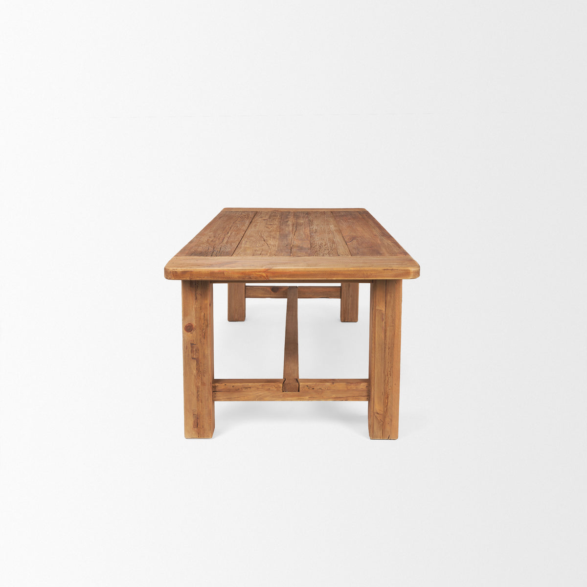 Stetson 94.5"L x 39"W Rectangular Trestle Dining Table | Natural Brown Wood | Seats 8-Dining Tables-DECOROLALA