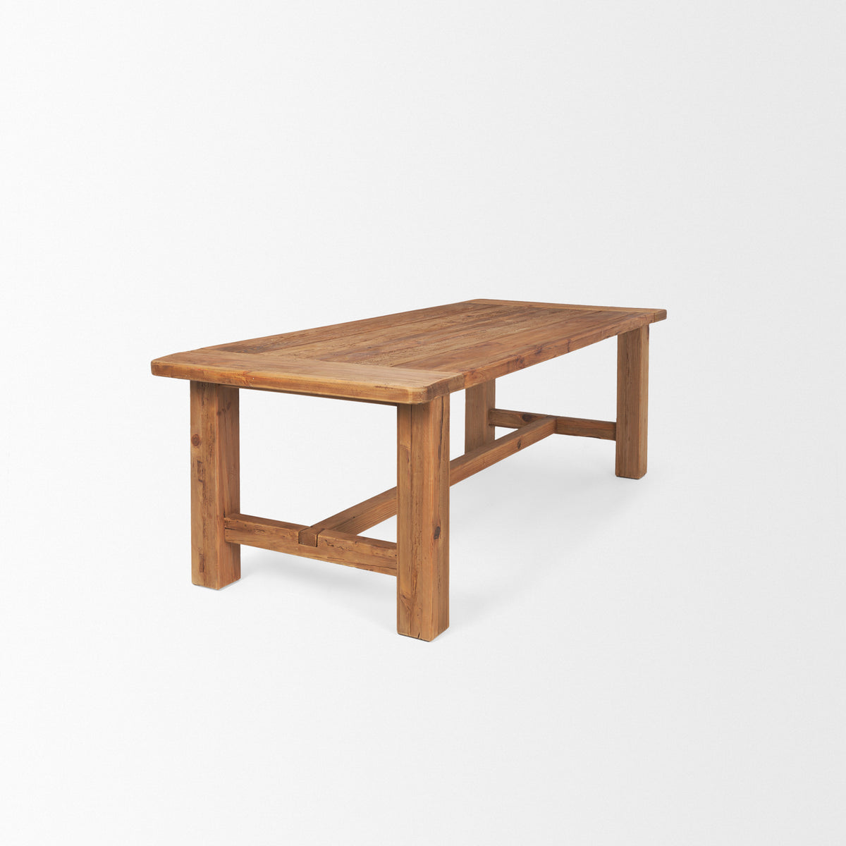 Stetson 94.5"L x 39"W Rectangular Trestle Dining Table | Natural Brown Wood | Seats 8-Dining Tables-DECOROLALA