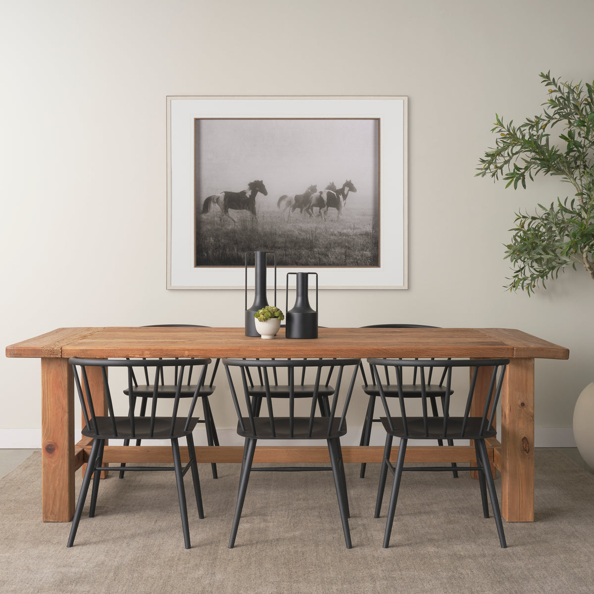 Stetson 94.5"L x 39"W Rectangular Trestle Dining Table | Natural Brown Wood | Seats 8-Dining Tables-DECOROLALA
