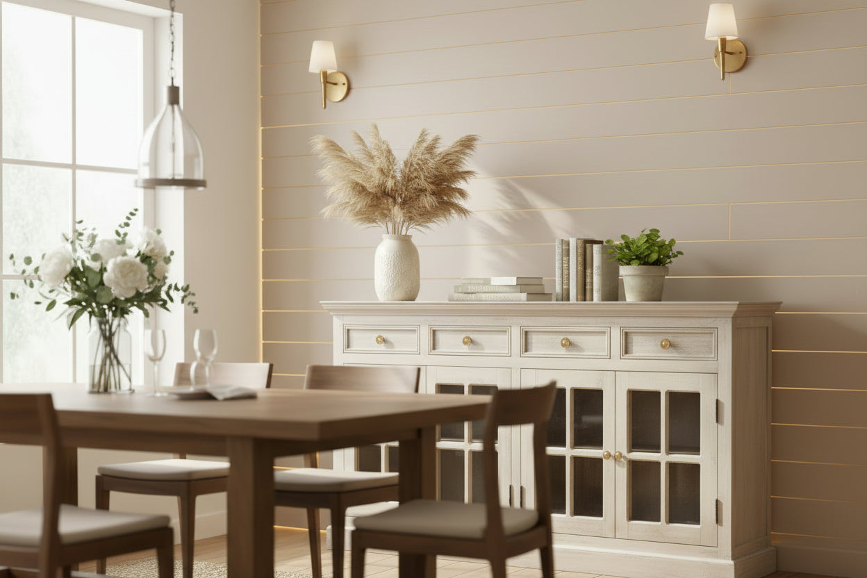 Stone Acid Wash Glazed Sideboard - Solid Mango Wood 4-Door-Sideboard-DECOROLALA