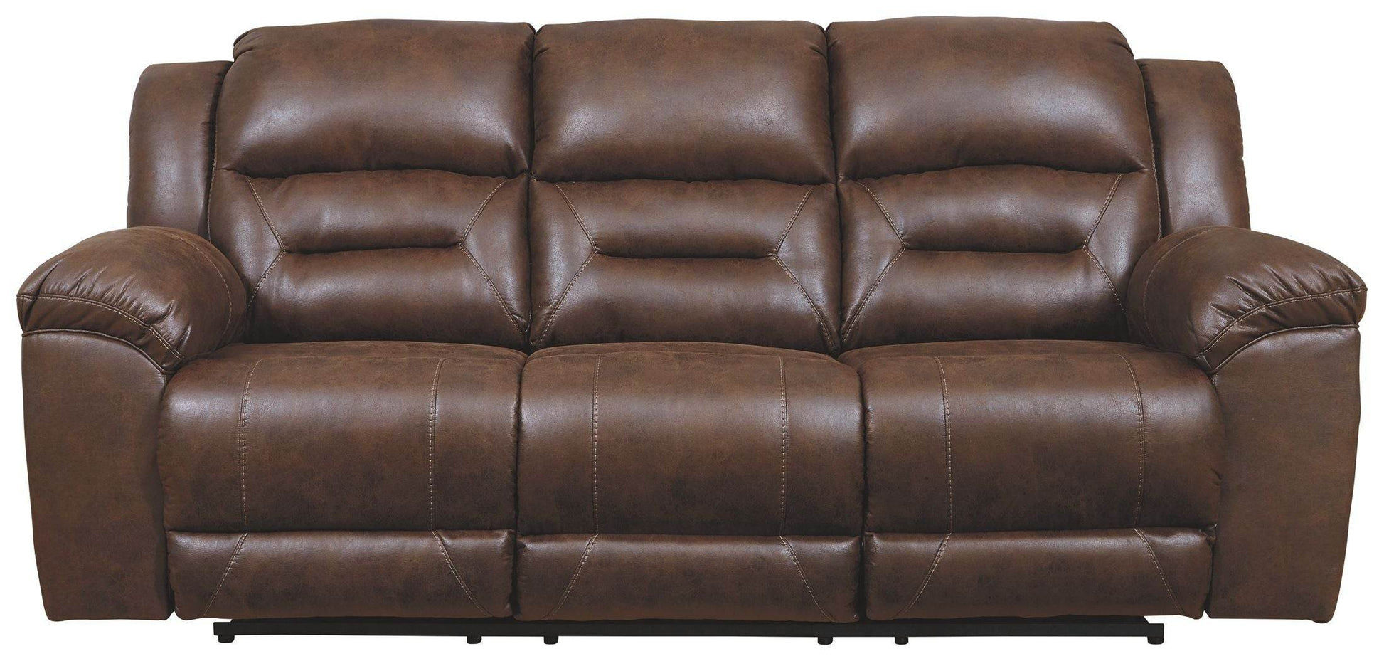 Stoneland Power Reclining Sofa Faux Leather Chocolate-Reclining Sofas-DECOROLALA