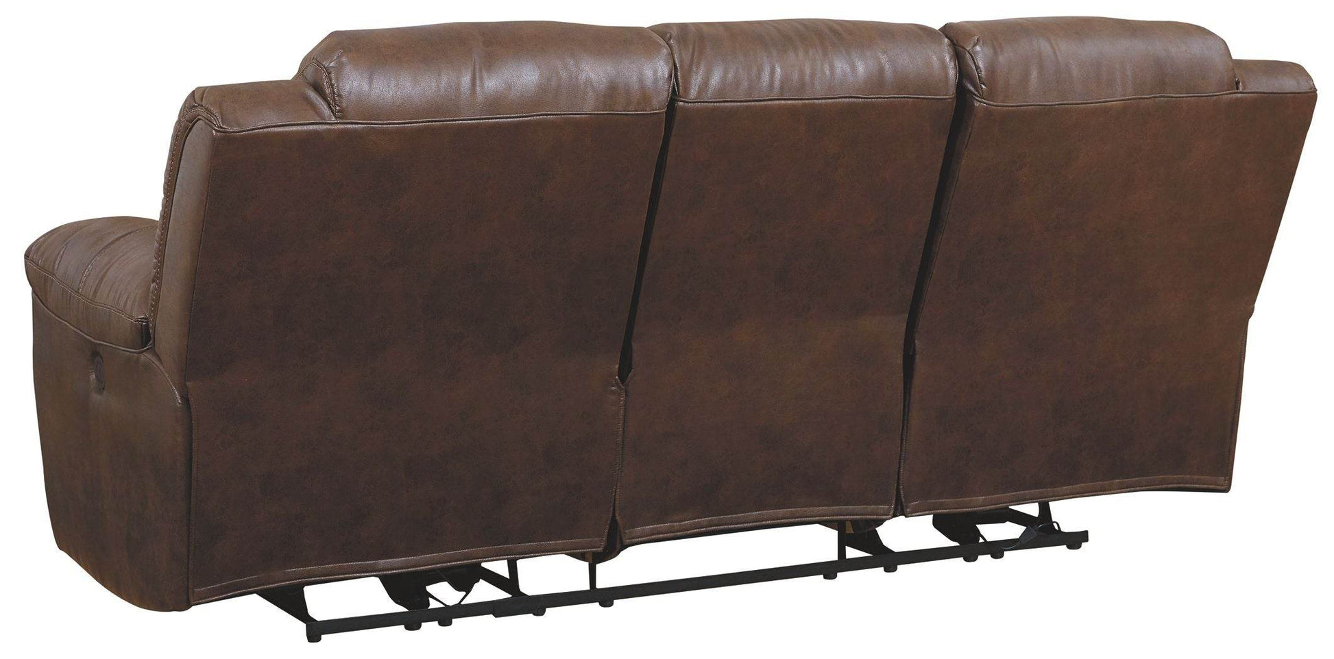 Stoneland Power Reclining Sofa Faux Leather Chocolate-Reclining Sofas-DECOROLALA