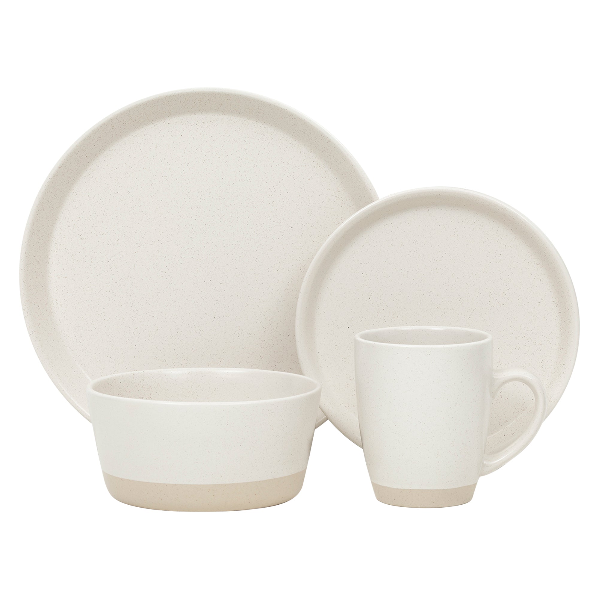Stoneware Dinnerware Set 16-Pc Cream 2-Tone-Dinnerware-DECOROLALA