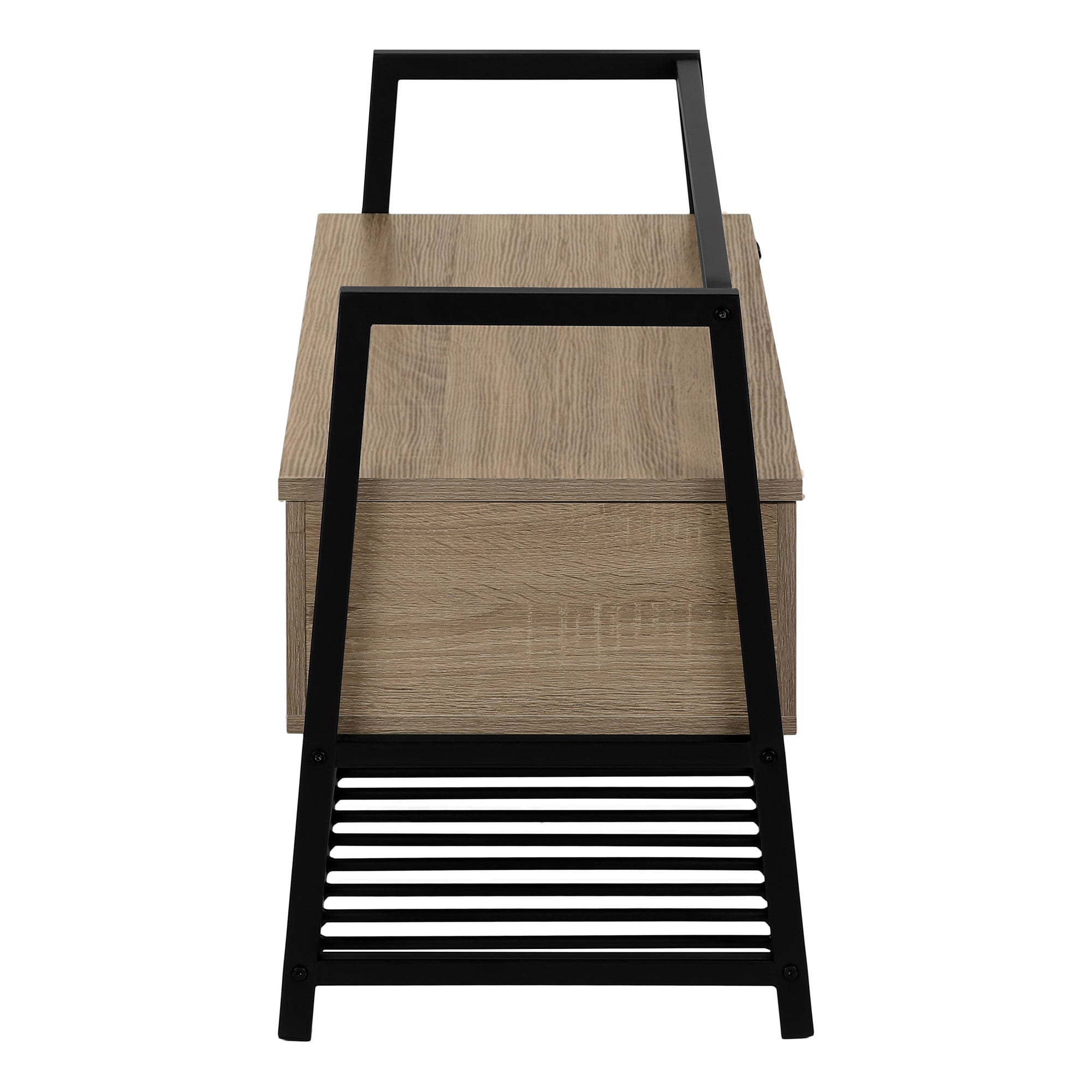 Storage Bench 42"L Grey Wood Black Metal Frame-Bench-DECOROLALA