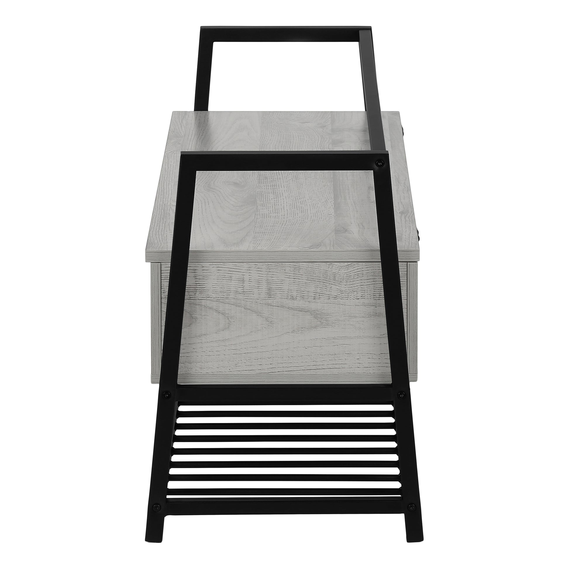 Storage Bench 42"L Grey Wood Black Metal Frame-Bench-DECOROLALA