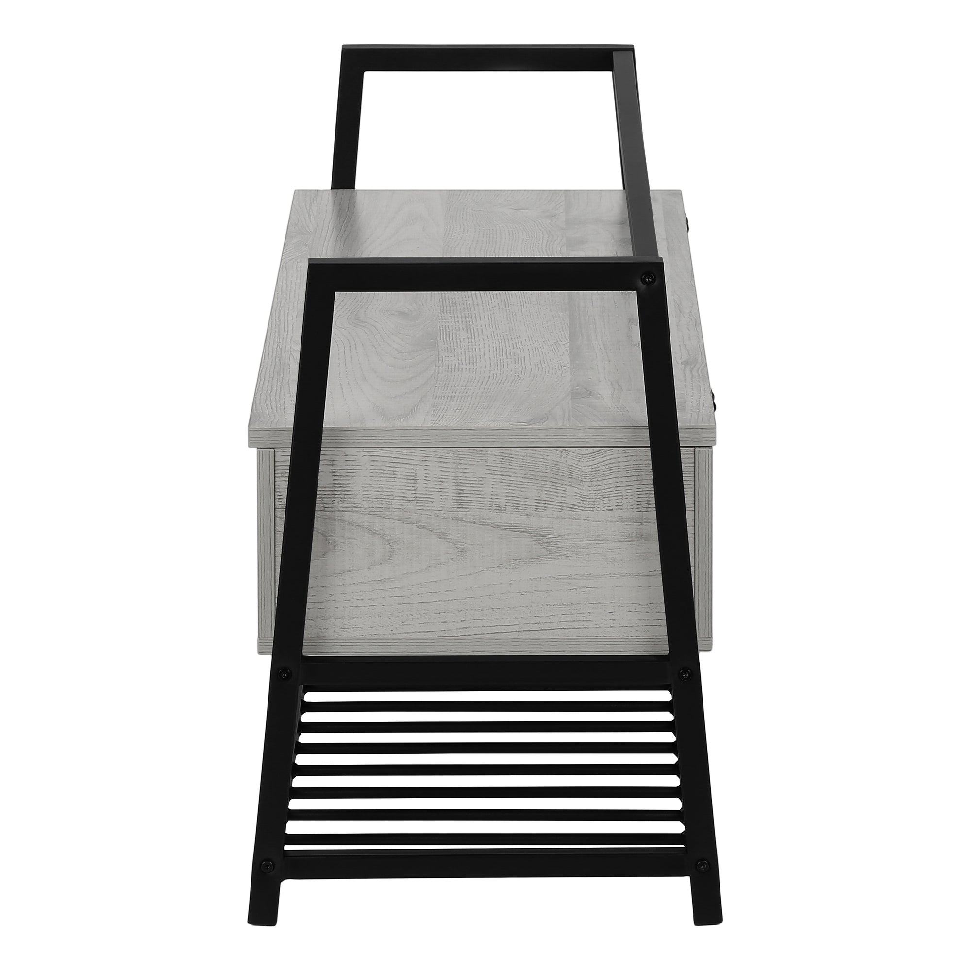Storage Bench 42"L Grey Wood Black Metal Frame-Bench-DECOROLALA