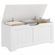 Storage Bench - White Lift Top Chest with Safety Hinges-Home Furnishings > Storage & Organization > Storage Cabinets-DECOROLALA