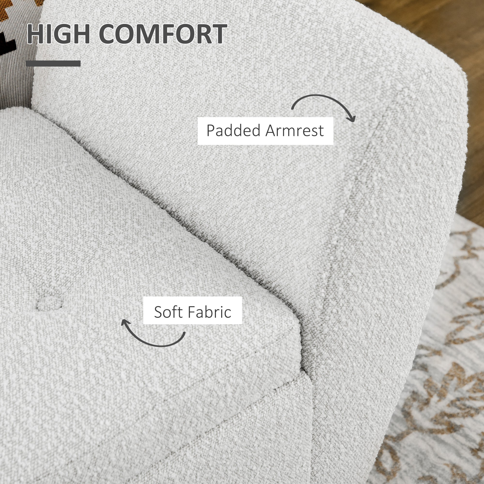 Storage Bench with Arms - Cream White-DECOROLALA