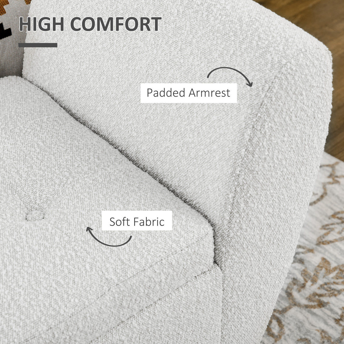 Storage Bench with Arms - Cream White-DECOROLALA