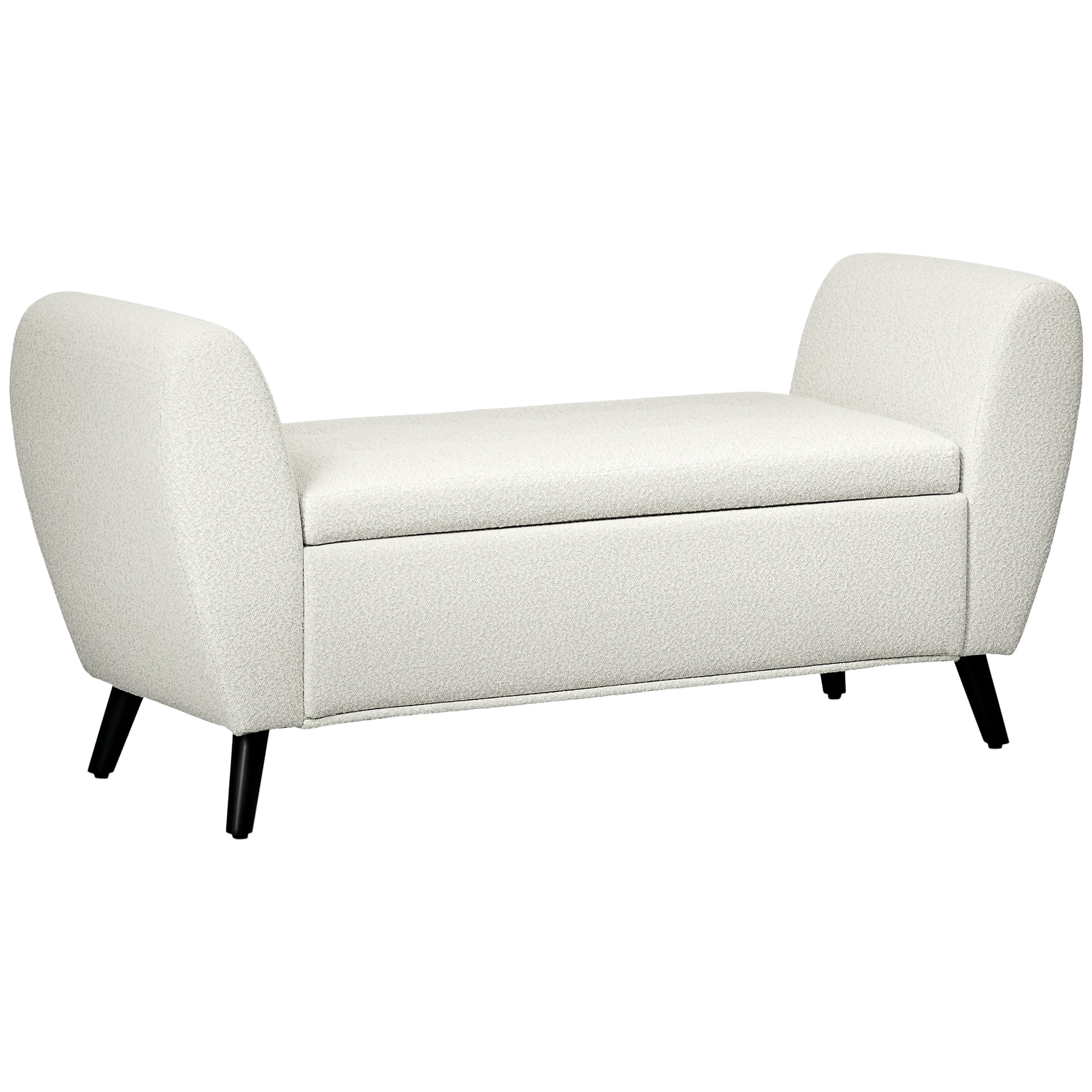 Storage Bench with Arms - Cream White-DECOROLALA