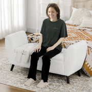 Storage Bench with Arms - Cream White-DECOROLALA