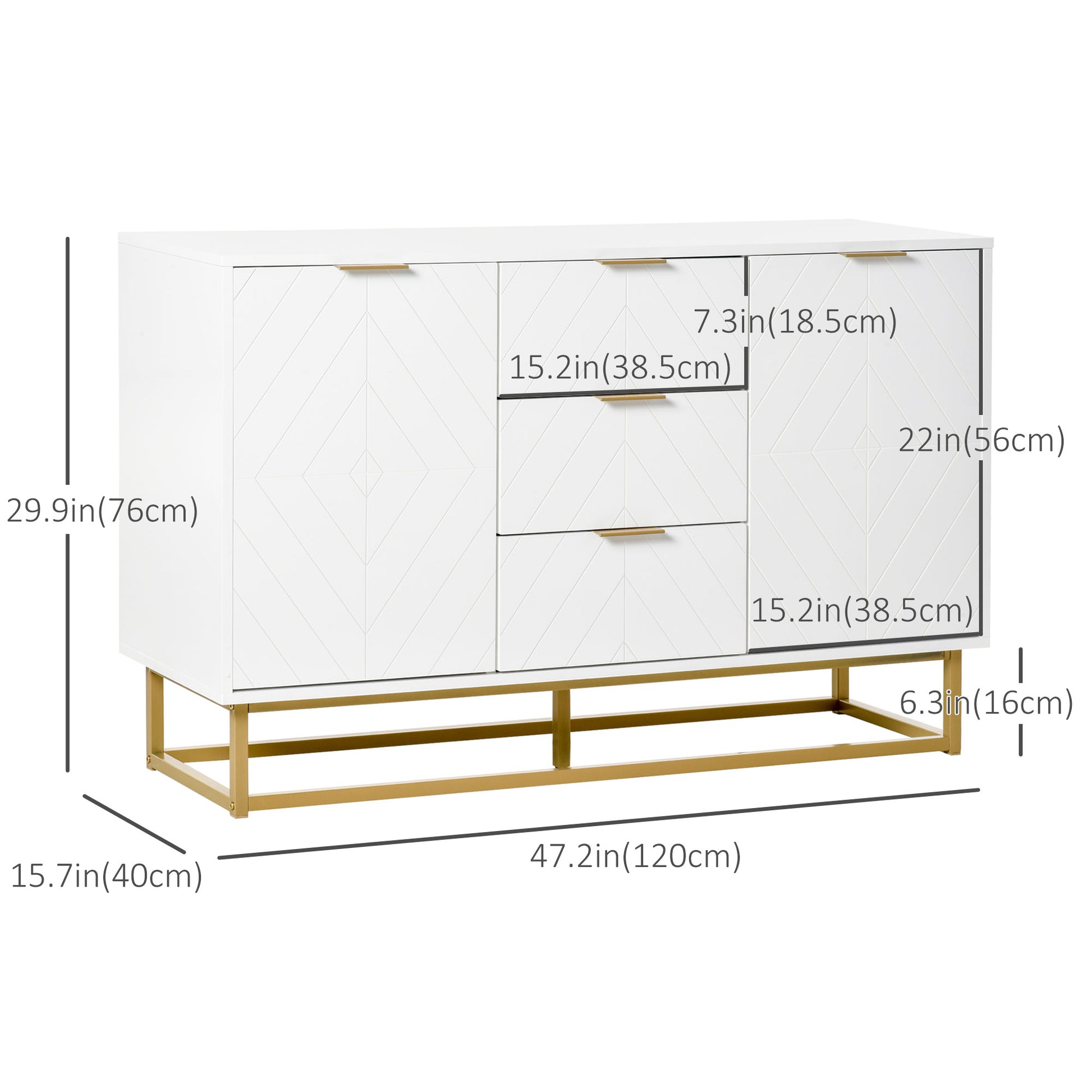 Storage Cabinet 47" White 3 Drawer-DECOROLALA