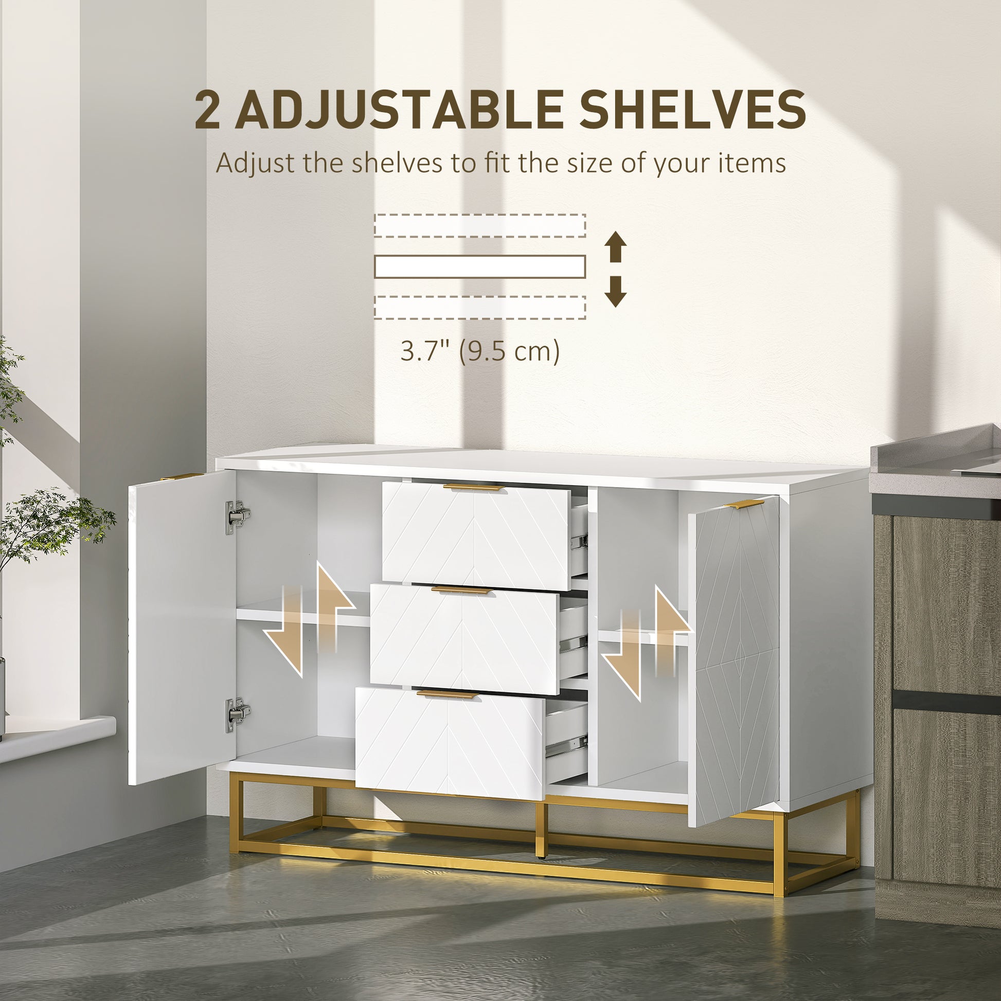 Storage Cabinet 47" White 3 Drawer-DECOROLALA