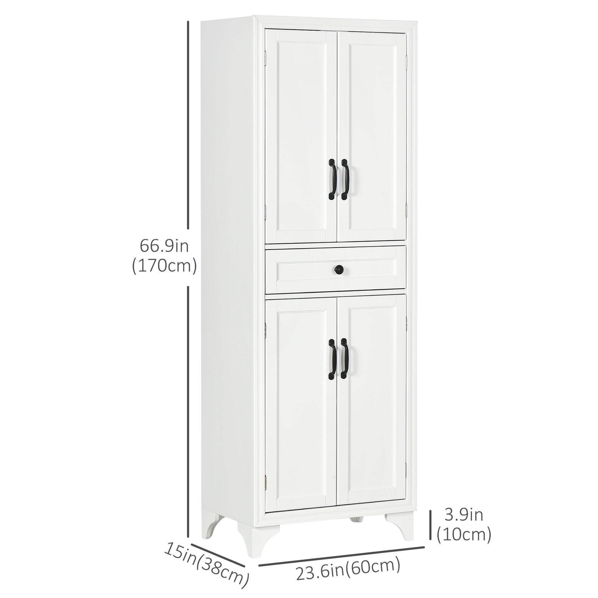 Storage Cabinet Kitchen Pantry 4-Door White MDF 66.9"-DECOROLALA