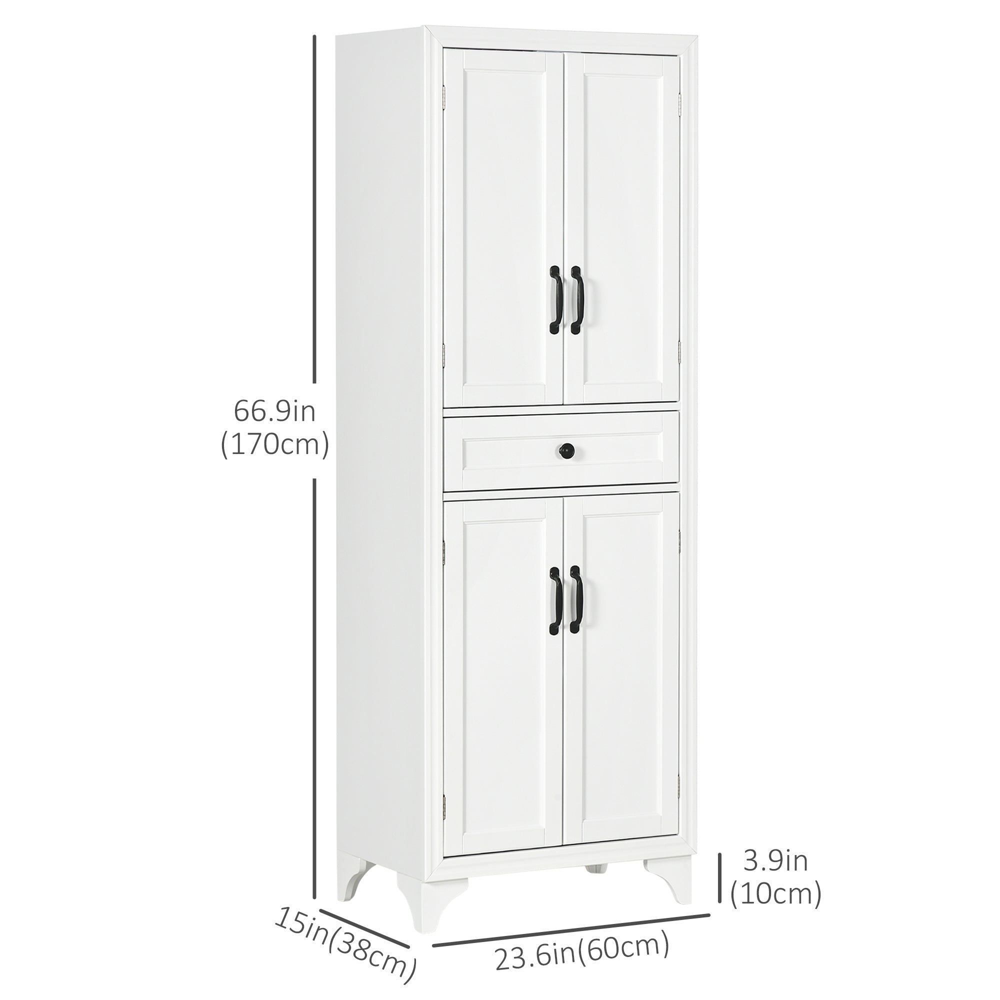 Storage Cabinet Kitchen Pantry 4-Door White MDF 66.9"-DECOROLALA