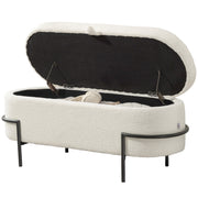 Storage Ottoman 45" Sherpa Fleece Cream White-DECOROLALA