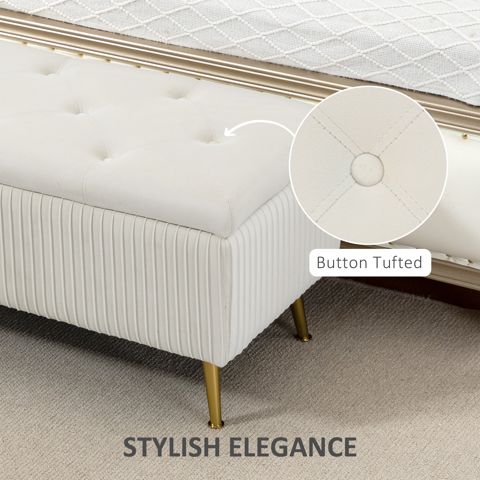 Storage Ottoman Bench 43" Beige - 485lbs Capacity-DECOROLALA