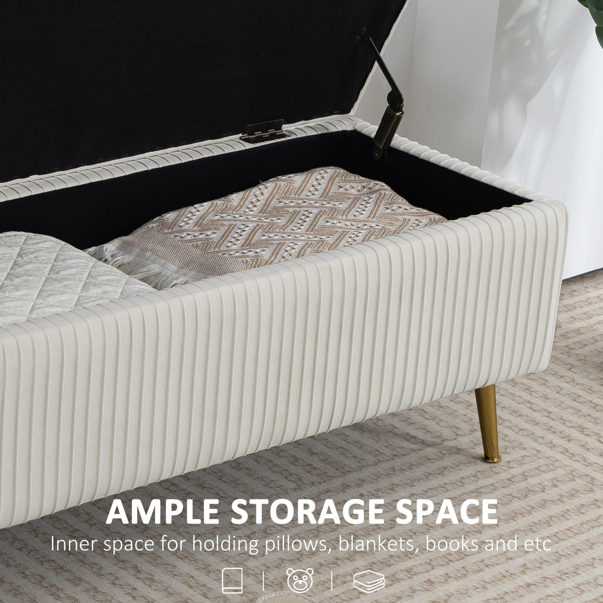 Storage Ottoman Bench 43" Beige - 485lbs Capacity-DECOROLALA