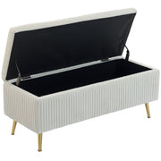 Storage Ottoman Bench 43" Beige - 485lbs Capacity-DECOROLALA